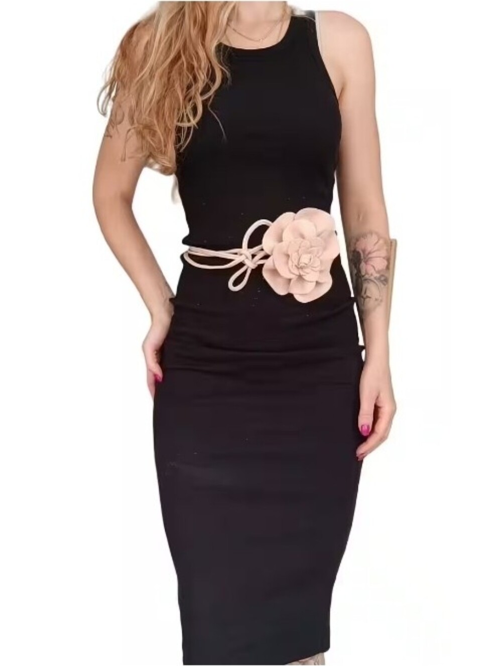 Women's Cream Floral Leather Belt